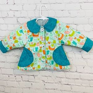 Vintage Cat Reversible Quilted Coat Size 2t